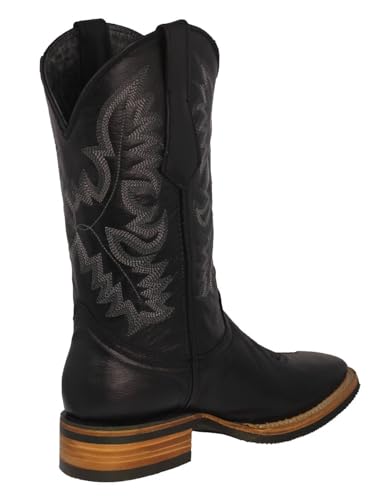 Texas Legacy Mens Black Western Cowboy Boots Rodeo Wear Real Leather Square Toe3