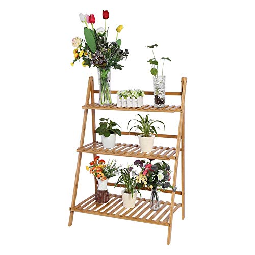 Victool Jardinière, Multi Couche Pliable Plantes Pots Rack, Support for étagère Balcon Chambre Jardin Patio (Couleur : Wood)