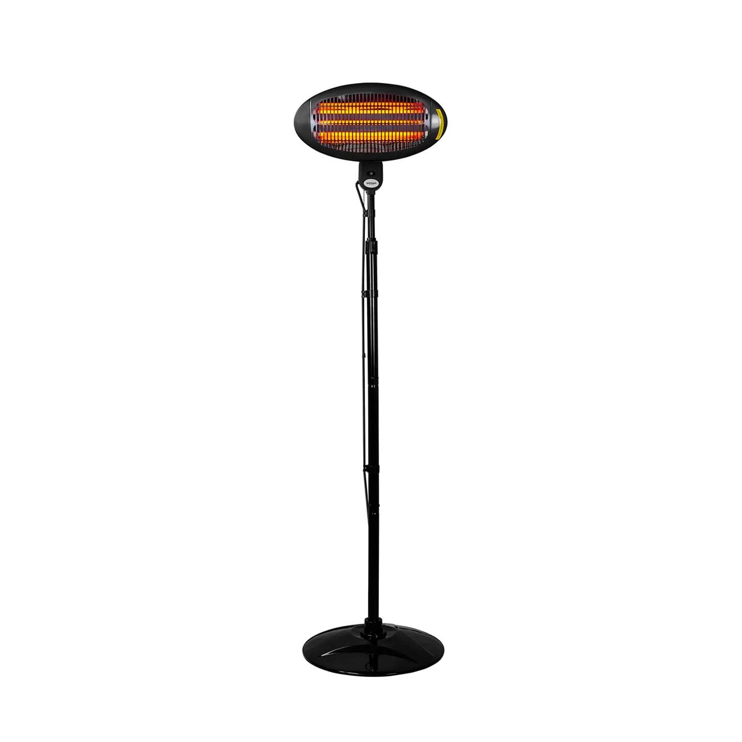 Avilia Riscaldatore Elettrico da Interno ed Esterno Ignis - Stufa da Patio, 3 Impostazioni di Calore, sta Inclinabile a 45°, fino a 2000W, 50x50x200cm, Nero