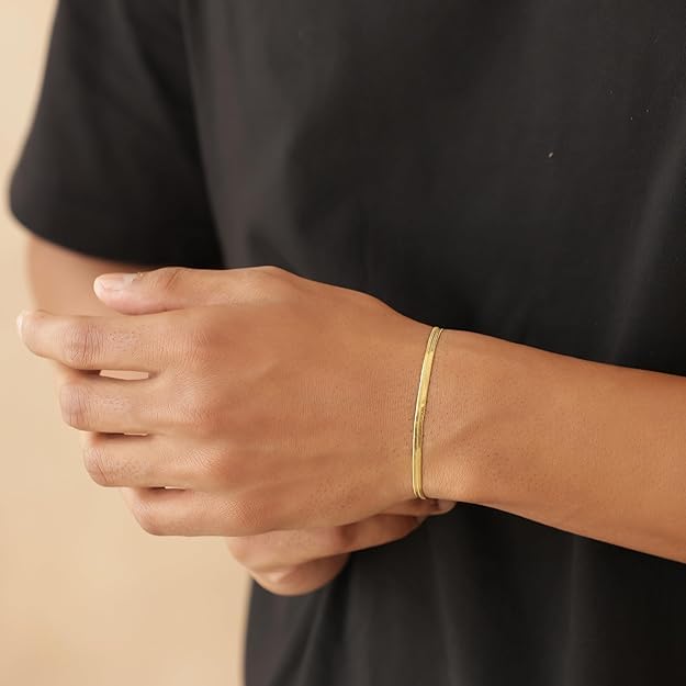 Image of Elegant Snake Chain Bracelet for Men & Women | Premium Finish Flexible Chain Design | Fashion Accessory with Secure Lobster Clasp for Stylish Look