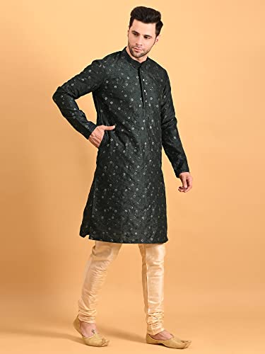 Image of Uri and MacKenzie Embroidery Silk Men's Kurta Pyjama Set