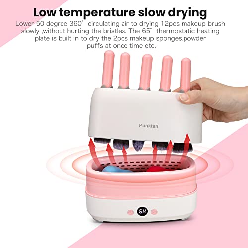 Makeup Brush Dryer Machine,Quick Automatic Drying 12pcs Makeup Brushes,2pcs Sponges Or Powder Puff AT Once,Baked Slowly At Constant Temperature Without Hurting The Bristles,USB Charge(Type-C)