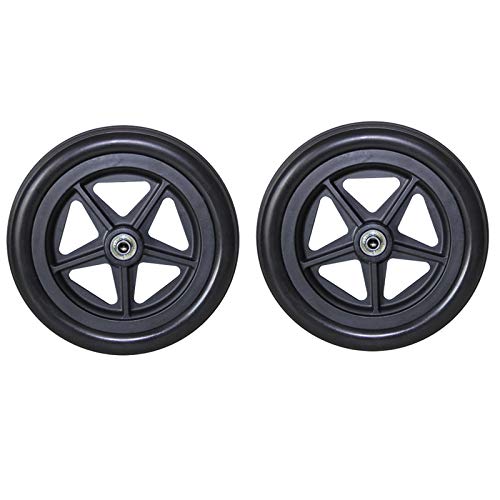 NEQTSEVM(小さな店) 車椅子用歩行器用ホイール交換部品2個、ヘビーデューティーフロントキャスターホイール高齢者、ボルト径:8Mm/Black/7Inch/180Mm