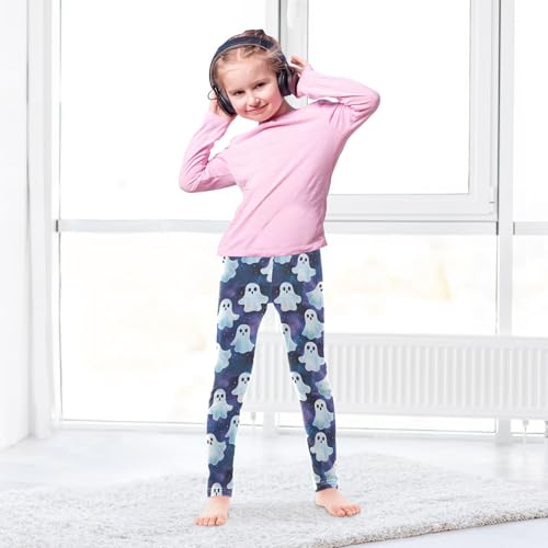 Girls Printed Leggings Yoga Pants Starry Ghost Pattern for Kids in 4t to 10 Years, 4T4