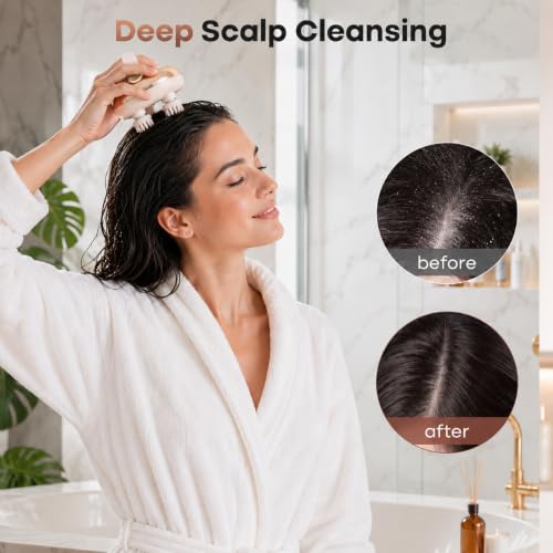 Image of arboleaf Heated Scalp Massager, Electric Head Massager Stress Relax | 4 rotating silicone heads, IPX7 waterproof, cordless rechargeable, pet friendly, gift for Mom Dad
