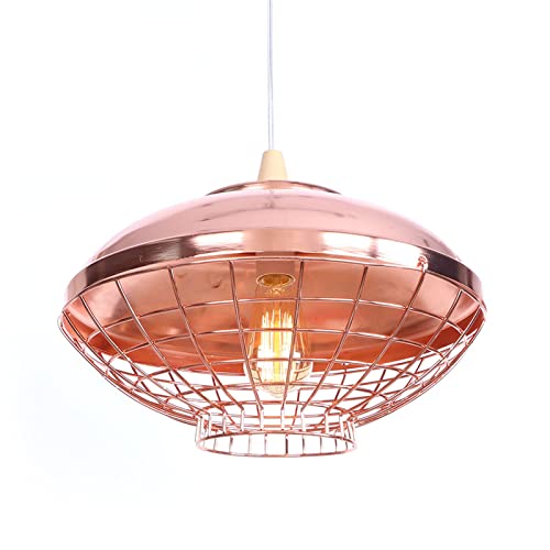 Lampe suspendue cage or rose avec cordon réglable pour îlot de cuisine