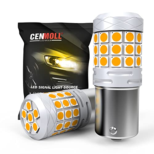 Cenmoll BAU15S 581 PY21W Bombilla para automóvil Amarillo ámbar, Super brillante RY10W PY21W Bombilla LED Canbus Sin errores para luces de estacionamiento de marcha atrás Luces de señal de giro, 2PCS