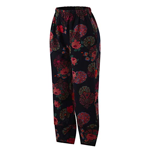 Capri Pants for Women Jeans Capri Pants for Women Casual Cotton Linen Wide Leg Cropped Trousers Summer Print Lounge Palazzo Pant with Pockets Trendy 2024 Pajamas Tall Long Straight Leg Vacation4