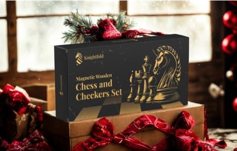 Miniatura 5 de Knightfold Juego de ajedrez y damas de madera magnética