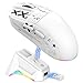 Elprico Gaming-Maus mit Ladestation, Tri-Mode 2,4G/kabelgebundene/BT-Funk... 7 Programmierbare Tasten, 650-mAh-, 1000-Hz-Abfragerate, 12.000 Punkte Pro Zoll für PC-Laptop (White)