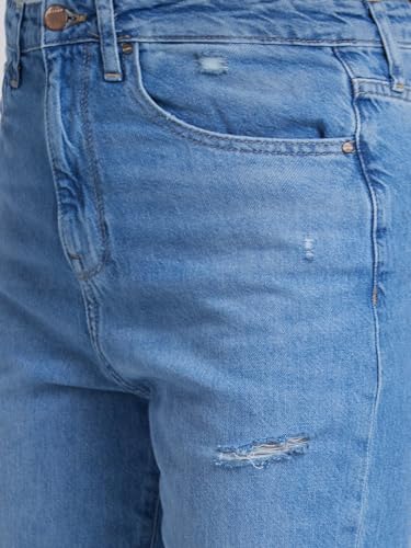 Image of Spykar Women High Rise Cotton Straight Fit Regular Length Jeans (Bella)