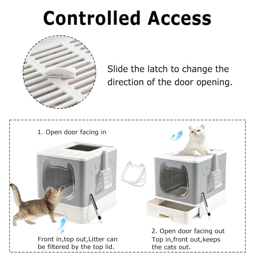 Caja de arena cubierta para gatos mediana con tapa miniatura 2