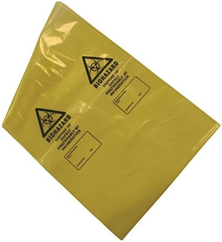 Yellow Biohazard Clinical Waste Disposal Bags - Self Seal - 355 x 381mm Pack 50