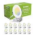 DAMINY 12 Pack 4 Inch LED Recessed Lighting with Junction Box,5CCT,Ultra-Thin Recessed Light,9W 750lm, Dimmable Canless Wafer Ceiling Light, High Brightness - ETL