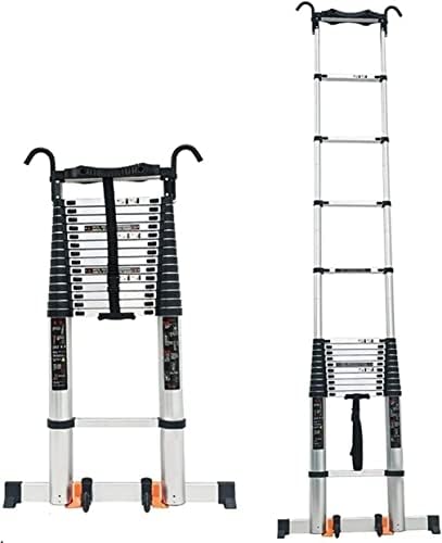 BALAMI Aluminum Telescoping Ladder with Detachable Hook 8m/ 7m/ 6m/ 5m/ 4m/ 3m/ 2m/ 1m Tall Telescopic Extension Ladders for Home Loft Outdoor Work Interesting Life (2 Convenient (Size : 2.8m/9.2ft)