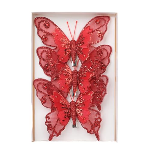 3pcs Glitzer Schmetterling Haarnadel Weihnachtsbaum Schmetterling...