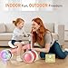 Colorful Lighting Baby Balance Bike, 1st Birthday Girl Gifts with 4 Silent Wheels & Soft Seat, Balance Bike 1 Year Old No Pedal, 12-24 Months Toddler Ride-on Toys, Baby Walker for Girls Boys, Pink