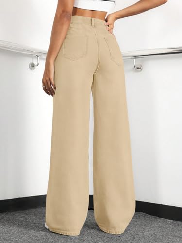 Image of Straight Leg Jeans for Women High Waisted Wide Leg Denim Pants