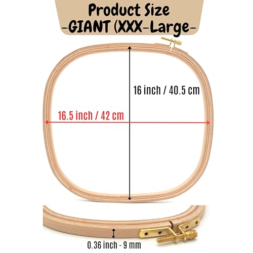 Image of Maker Susan Giant Size (16 inch X 16.5 inch) (XXX-Large) Beechwood Square Embroidery Hoop, Cross Stitch Hoop and Frame, Punch Needle and Quilting Hoop for Embroidery, Cross Stitch (Giant Size)