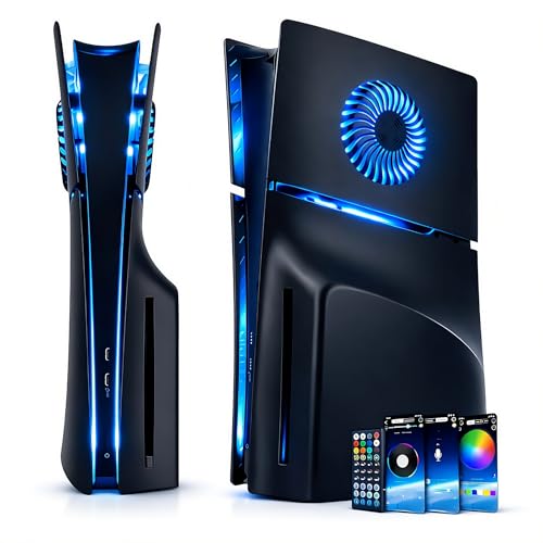 Façade LED RVB pour PS5 Slim coque personnalisée noire