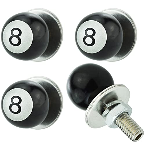 Abfer 8 Ball License Plate Fasteners Car License Plate Screws Covers 4Pcs Anti Theft Frame Bolts Kit Fit for Most Vehicle Trucks Motorcycles (Black)