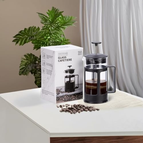 Entemah French Press Coffee Maker, Coffee Press with Heat Resistant Thickened Borosilicate Glass, 12oz(350ml) French press pot
