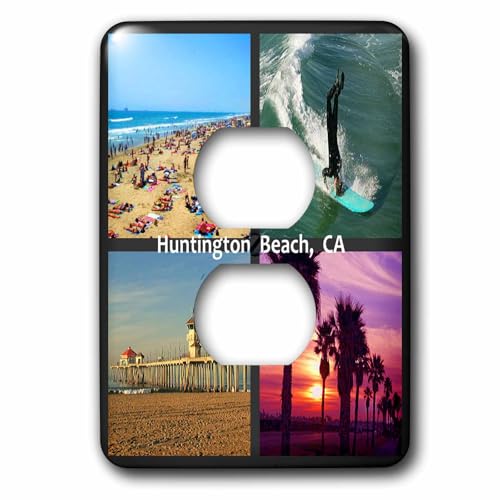 Huntington Beach Collage 2 prises decoration cadeau original theme voyageUSA 3dRose