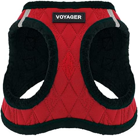 Voyager Step-In Plush Dog Harness – Soft Plush, Step In Vest Harness for Small and Medium Dogs by Best Pet Supplies - Red Plush, XL (Chest: 20.5 - 23")