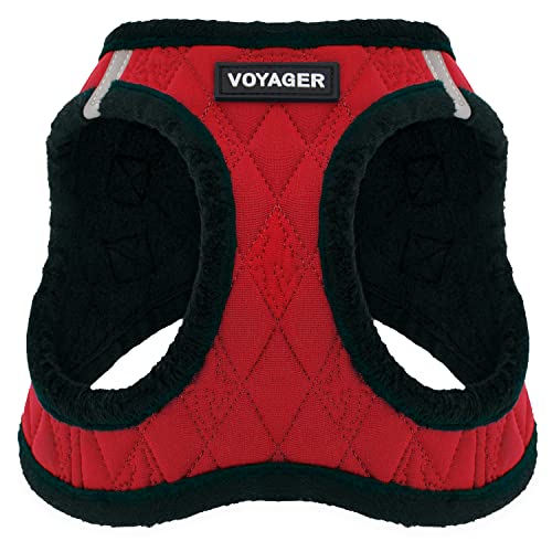 Best Pet Supplies Voyager Step-In Soft Plush Dog Harness - Step In Vest for Small & Medium Dogs - Red Plush, XS (Chest: 13-14.5")