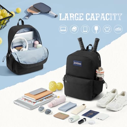 G4Free Pickleball Bag, Pickleball Backpack Fits 2 Paddles with Shoes Compartment and Fence Hook for Men and Women(Black) — view 2
