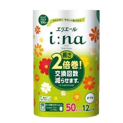 エリエール i:na(イーナ)トイレットティシュー(ダブル)12R×3パック(36個)