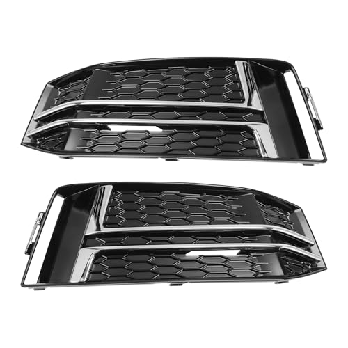ACROPIX Fog Light Grill Front Lower Bumper Fog Light Cover Inserts for Audi A4 B9 S-Line S4 2016-2018 No.8W0807681F/8W0807682F Durable Front Left Right Black Silver Tone by ACROPIX - Used condition - CA$25.99