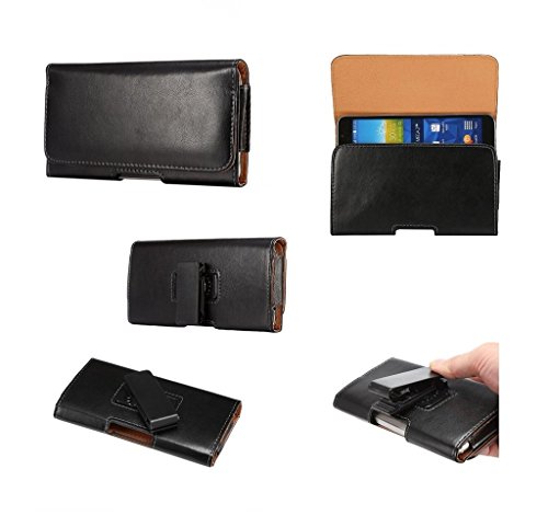 DFV mobile - Executive Holster Magnetic Leather Case Belt Clip Rotary 360 Compatible avec Turing Phone - Black