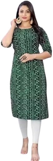 JIVANDHARA RONIKA Embroidery Women Indian Cotton Kurti with Print and Easy Comfort Fit