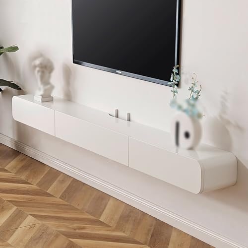 Meuble de divertissement mural blanc design avec portes et tiroirs chic