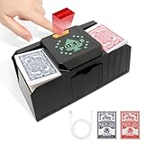 FONBEAR 2 Deck Automatic Card Shuffler (Includes Cards) with One Touch - Low Noise USB/Battery-Powered Electric Shuffler for Poker, Blackjack, UNO, Casino Games, Home Use