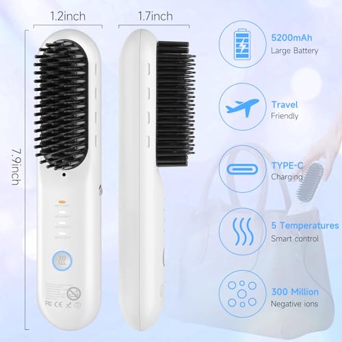 Cepillo alisador inalámbrico para cabello corto miniatura 2