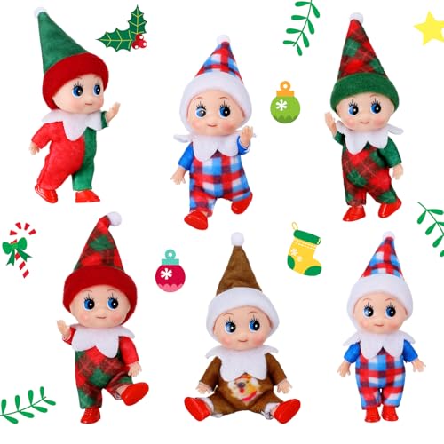 Threan 6 Muñecas Navideñas Mini Gemelas Decorativas