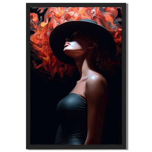 Framed Fiery Red Hair Woman Poster Canvas Print Art Modern