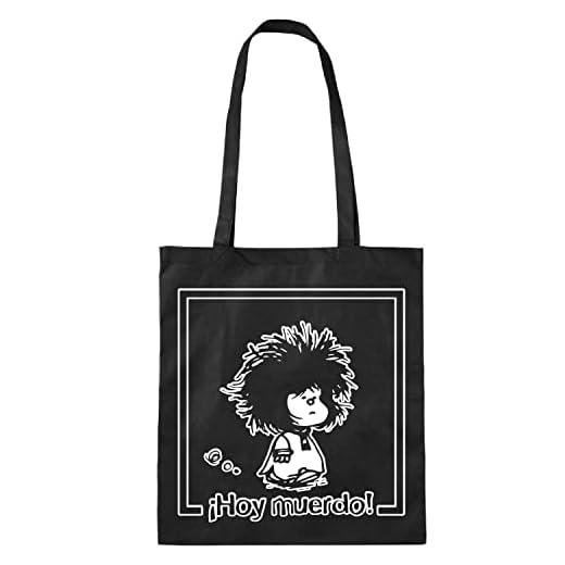 El Desván Nerd Hoy muerdo - Bolso tote de tela - Bolso de tela tote bag (Negro)