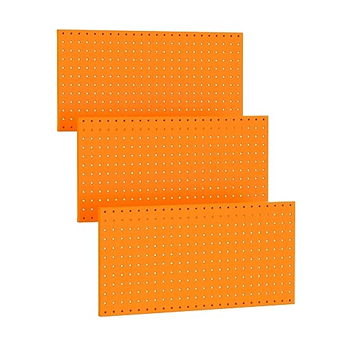 Image of TORACK 3 PCS Metal Pegboard Panels(12x24 inch) for Wall Garage Tools Storage Pegboard for Workbench, Modular Peg Board Tool Organizer Board Kit(Pack of 3, Orange)