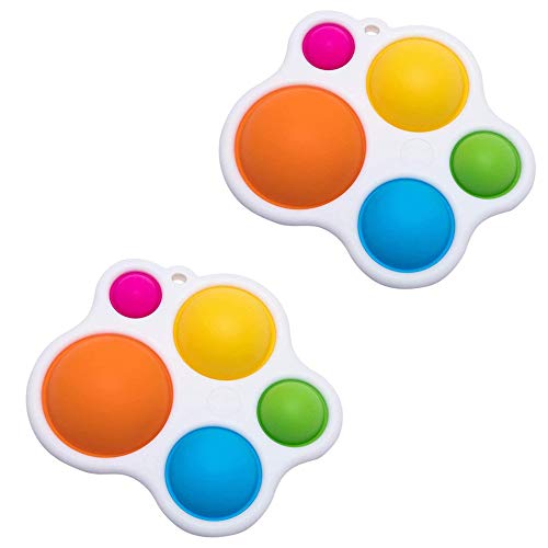 2Pcs Baby Simple Sensory Toys, Toys for Baby Age 6 Months and up, Silicone Flipping Board Grasp Early Educational Popper Toy (2pcs-a)