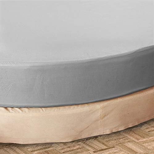 Round Bed Sheet Set 100% Cotton 800 Thread Count (1 Flat Sheet, 1 Fitted Sheet 12" Deep Pocket and 2 Pillowcase) 4 Piece Round Bed Sheet Set (Silver Grey Solid, Full Size)