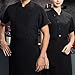 Chef Coat for Men, Stretch Lightweight Half Sleeve Jacket, Soft Black Uniform for Kitchen and Restaurant(1C-Black, M)