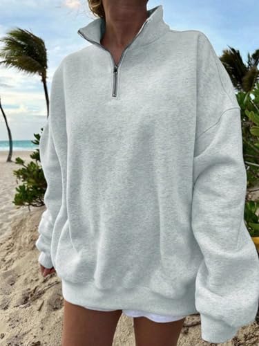 Image of SXV STYLE Half-Zip Pullover Sweatshirt, Oversized Fit