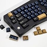 KBDiy Blue Samurai PBT Double Shot Custom Keycap Set,174 Keys Retro Gaming Key Caps Cherry Profile Keycaps for 61/64/68/84/87/100/104/108 Mechanical Keyboard