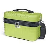 KINSTON Vanity Case Rigide à Bandoulière - Trousse de Toilette Voyage Cosmétiques - Rigide avec Poignet - Organisateur de Voyage - Boîte de Rangement - Grande capacité - Vert Clair