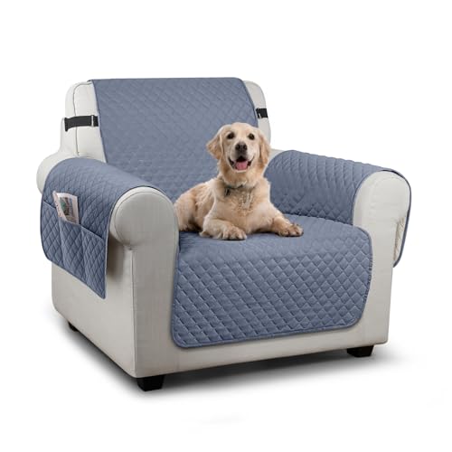 Image of TAOCOCO Sofa Slipcovers 1 Seater,Sofa Settee Covers with Storage Pockets,Non Slip Couch Covers,Washable Sofa Protector for Kids /Dogs /Pet(Bluish Grey)