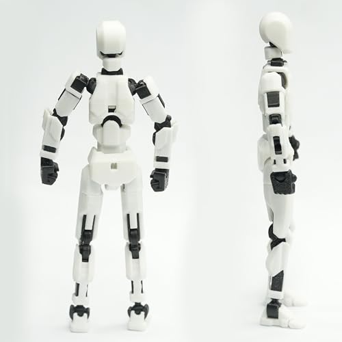 Image of Dummy 13 Action Figure Robot | Fully Articulated 3D Printed Robot Toy | 5.4-inch Collectible Figurine | Unassembeled Matte Finish (White-Black)