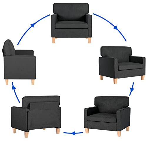 Aodailihb Accent Chairs For Living Room With Arms Oversized Big Chairs Mid-Century Modern Reading Chair Comfy Club Chair, Bedroom Office Armchairs Easy Assembly (2, Dark Grey) #TOP3